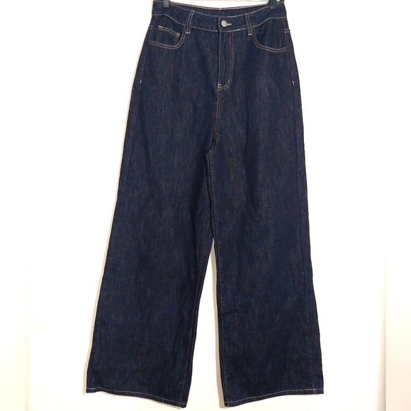 Commense Women's Vintage High Rise Wide-Leg Denim Pants Dark Navy Wash NWT - Picture 6 of 13